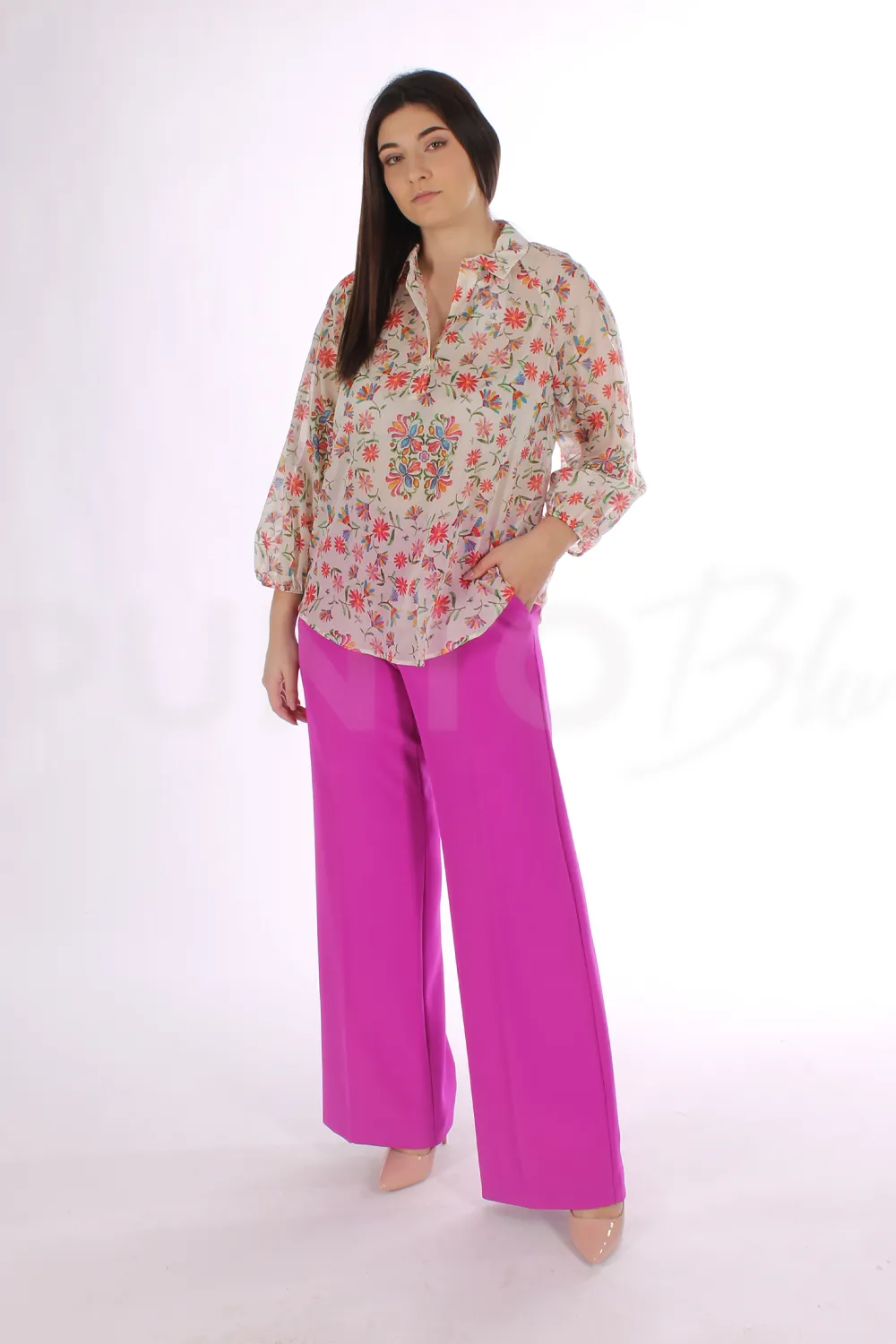 ELENA MIRÒ | PANTALONE A PALAZZO IN TESSUTO FLUIDO  - Punto Blu